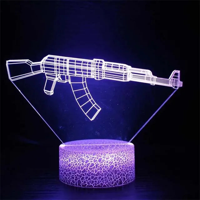 Game Rifle 3d Led Night Light Gaming Desktop Room Decoration Game Atmosphere Light Table Lamp Birthday Christmas Gifts for Boys
