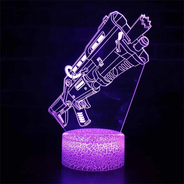 Game Rifle 3d Led Night Light Gaming Desktop Room Decoration Game Atmosphere Light Table Lamp Birthday Christmas Gifts for Boys