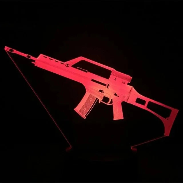 Game Rifle 3d Led Night Light Gaming Desktop Room Decoration Game Atmosphere Light Table Lamp Birthday Christmas Gifts for Boys