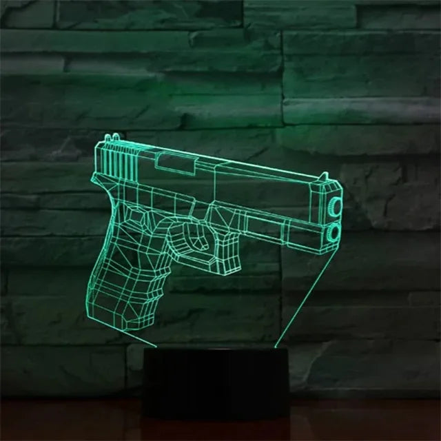 Game Rifle 3d Led Night Light Gaming Desktop Room Decoration Game Atmosphere Light Table Lamp Birthday Christmas Gifts for Boys