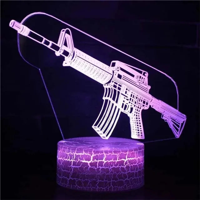Game Rifle 3d Led Night Light Gaming Desktop Room Decoration Game Atmosphere Light Table Lamp Birthday Christmas Gifts for Boys