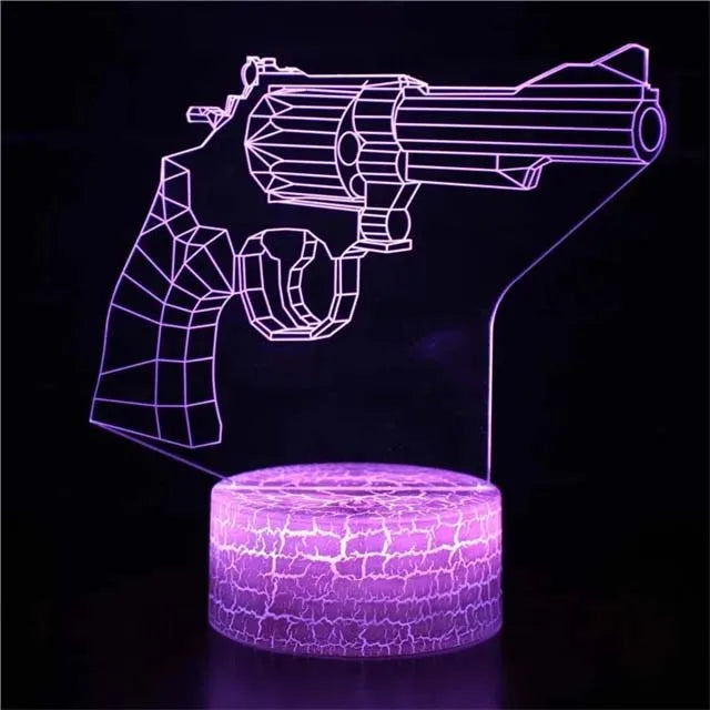 Game Rifle 3d Led Night Light Gaming Desktop Room Decoration Game Atmosphere Light Table Lamp Birthday Christmas Gifts for Boys