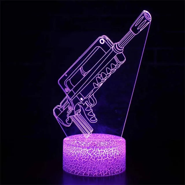 Game Rifle 3d Led Night Light Gaming Desktop Room Decoration Game Atmosphere Light Table Lamp Birthday Christmas Gifts for Boys