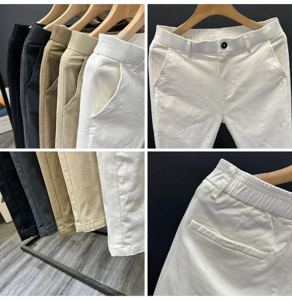 Men's Summer Thin Pants 2025 New Straight Simple and Versatile White Casual Man Clothing Trendy Slim-fitting Cotton Cargo Pants