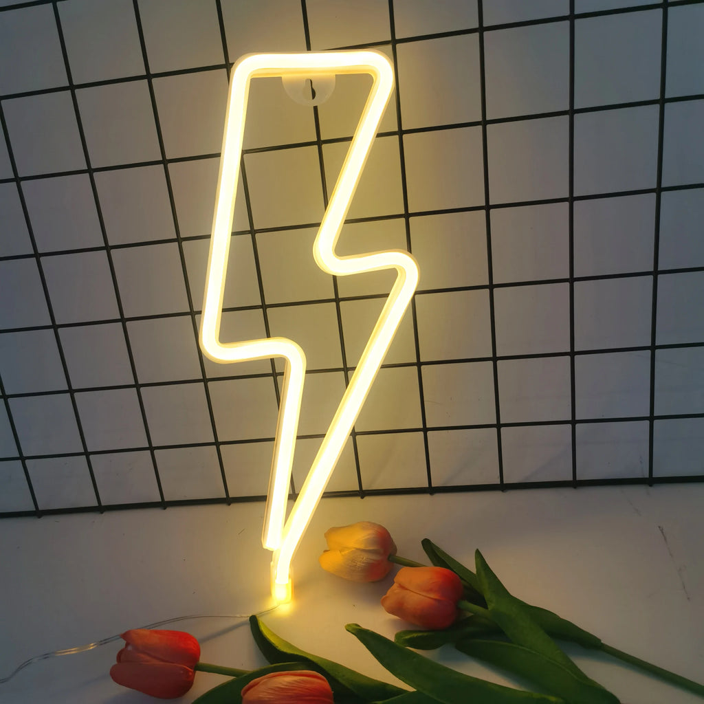 Lightning LED neon light, USB/battery powered, bedroom, gaming room, living room, office, wedding, birthday, party supplies