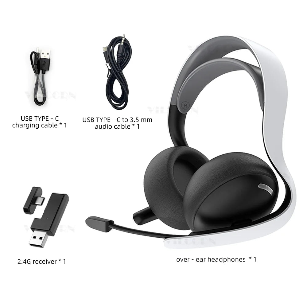 【2.4G Wireless/Wired/BT】Gaming Headset for PS5/PS4/PC eSports Headphones Spatial Audio Retractable Microphone 40mm Voice Coil