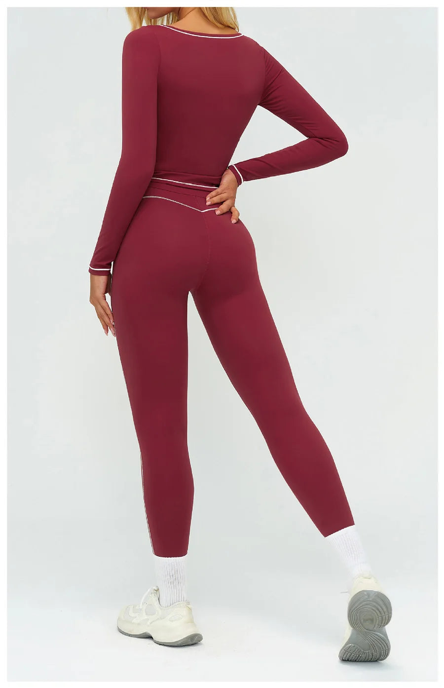 Yoga Set 2PCS Gym Clothes Sportswear Workout Outfits Women Long Sleeve Top Tracksuits Fitness Sports Bra Running Shorts Leggings