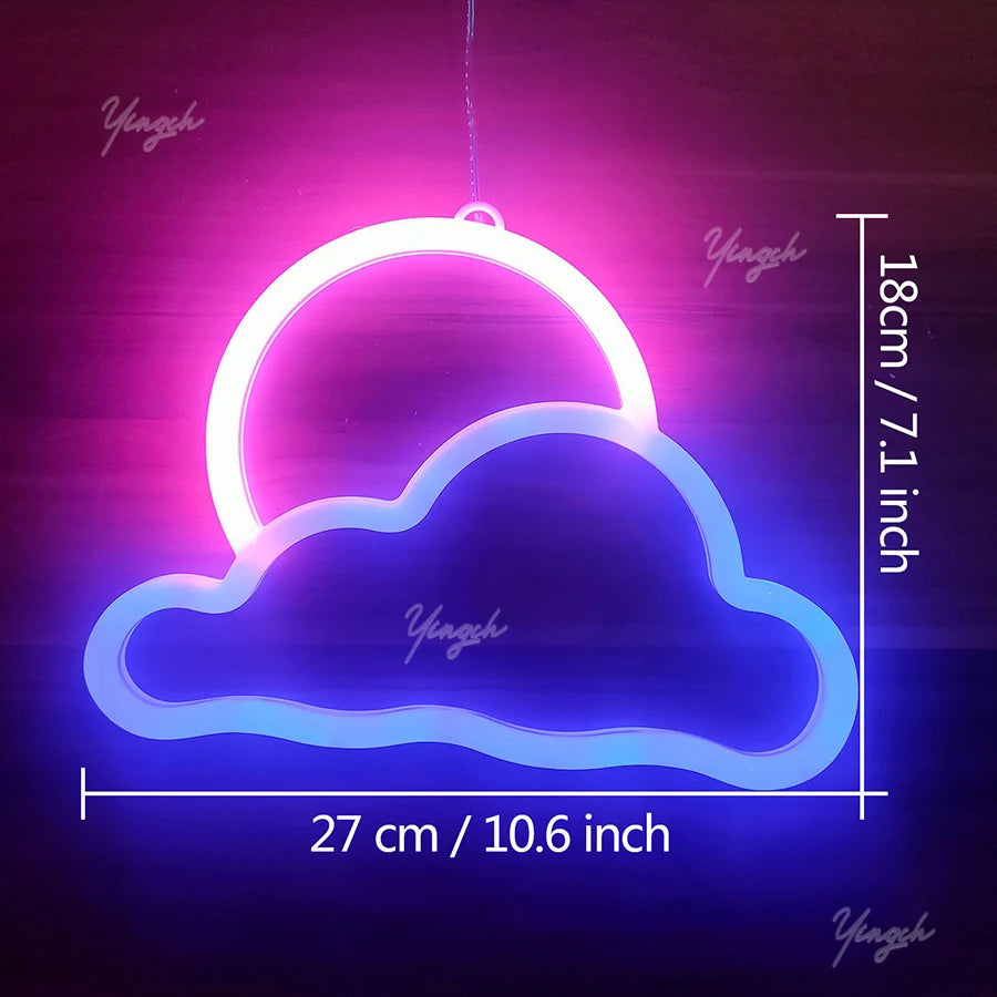 LED Bright Neon Light Night Gamepad Fire Moon Star Sign Modeling Lamp Room Wall Art Decoration Wholesale Xmas Birthday Wedding