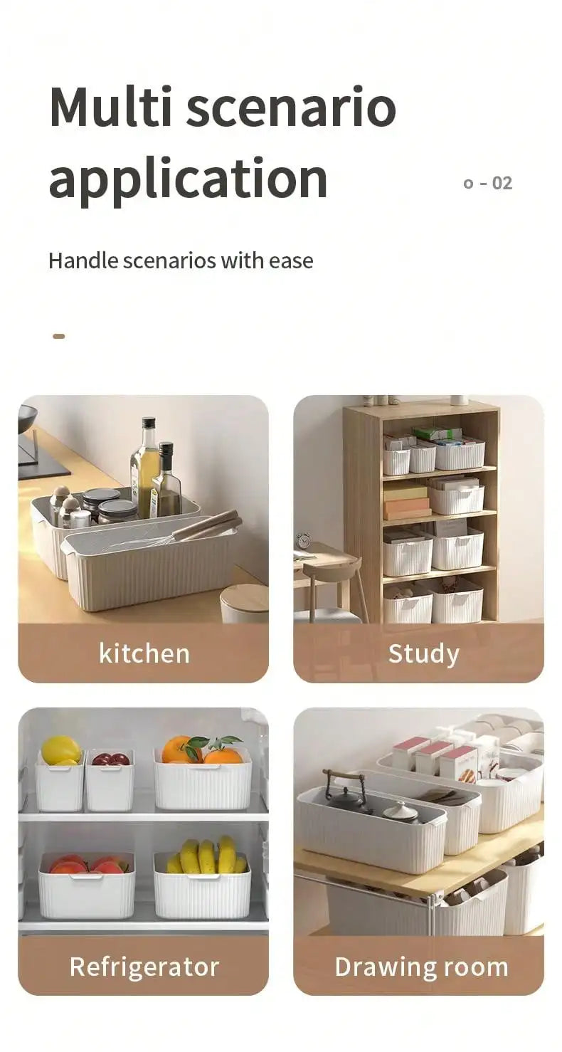 WORTHBUY Multifunctional Plastic Storage Box With Handle Desktop Organizer For Food Bathroom Kitchen Cabinet Storage Organizer