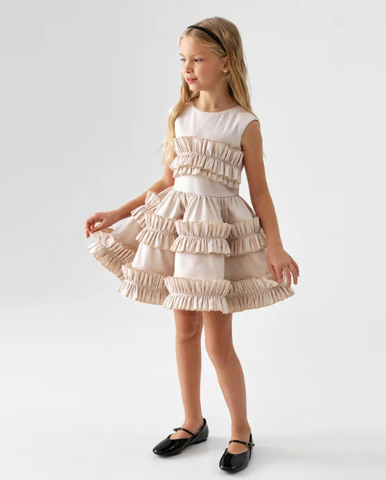 Girls Dress 2025 Spring Autumn Girls Cake Lace Dress Court Vest Dresses for Kids Princess Toddler Cosutme Baby Party Clothing