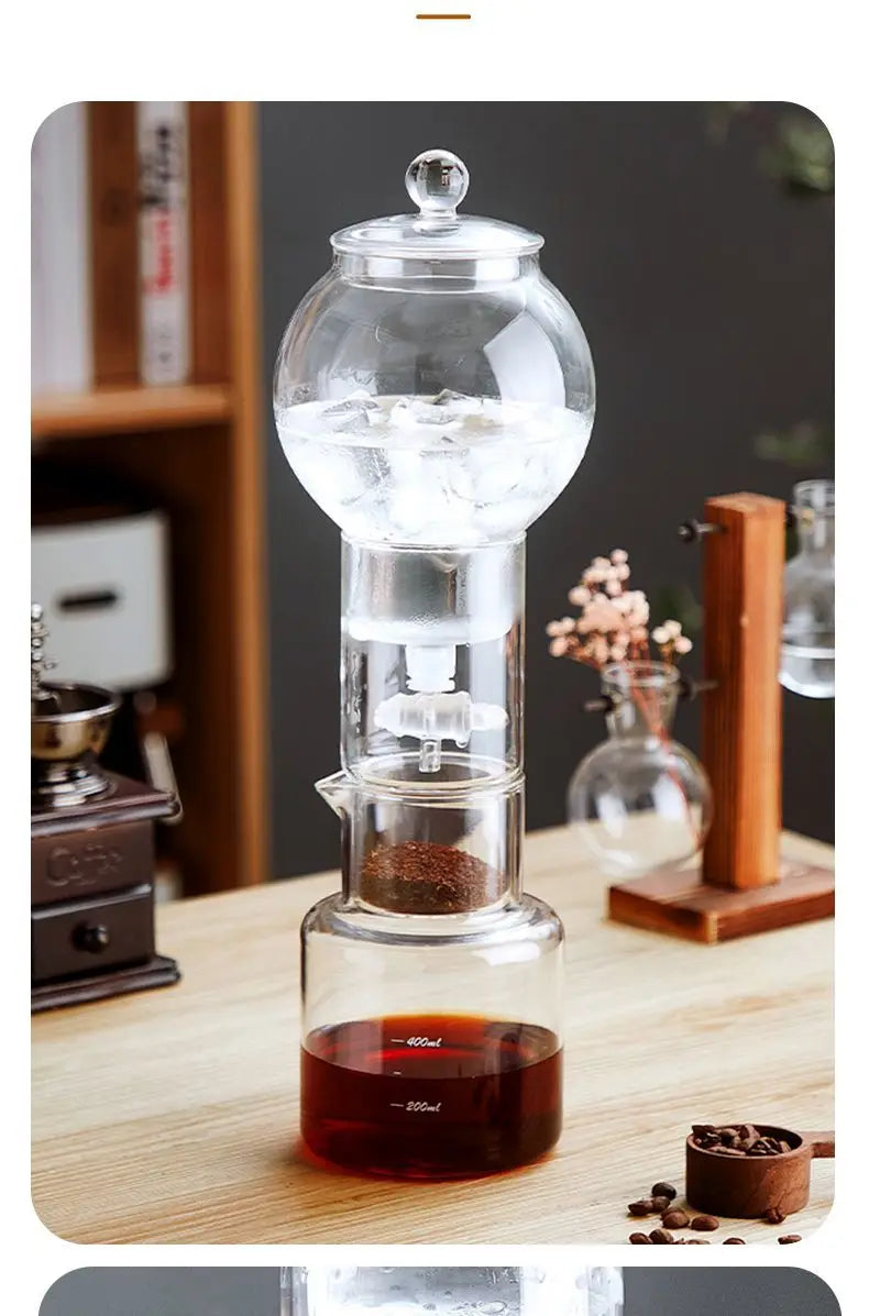 600ml Ice Dripper Coffee Maker Adjustable Water Flow Borosilicate Glass Cold Brew Tower Slow Drip Technology Portable