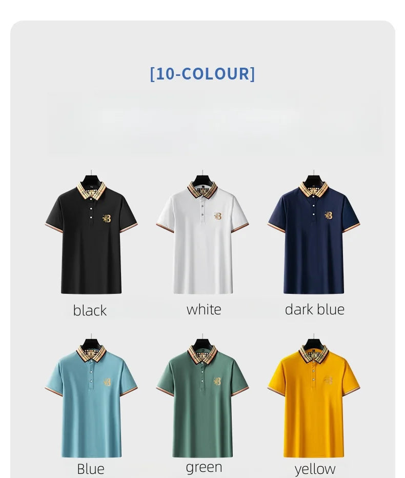 2025 new luxury men's short sleeved summer high-quality designer boutique brand embroidered polo shirt business casual T-shirt