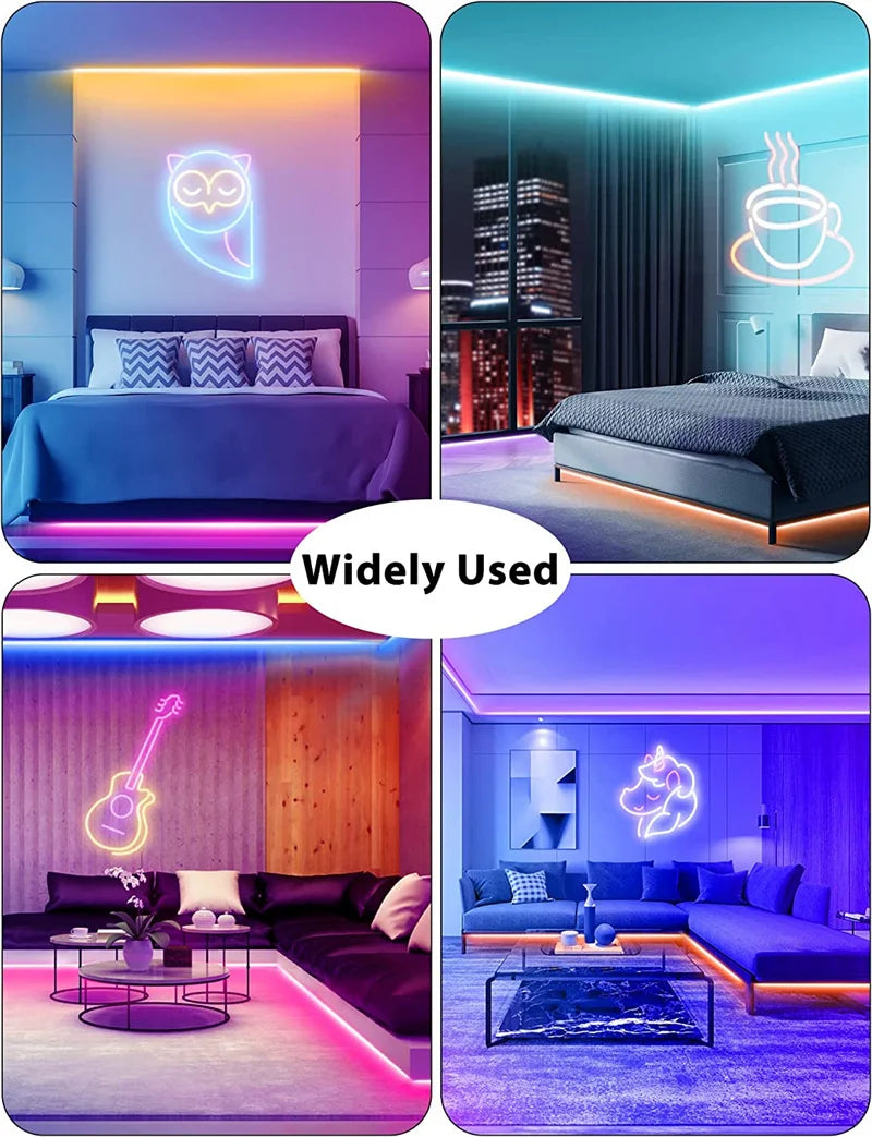USB LED Neon Rope Lights, RGB Led Strip Lights with Remote, Color Changing Flexible Led Light Strip, Gaming 5V Neon Lights