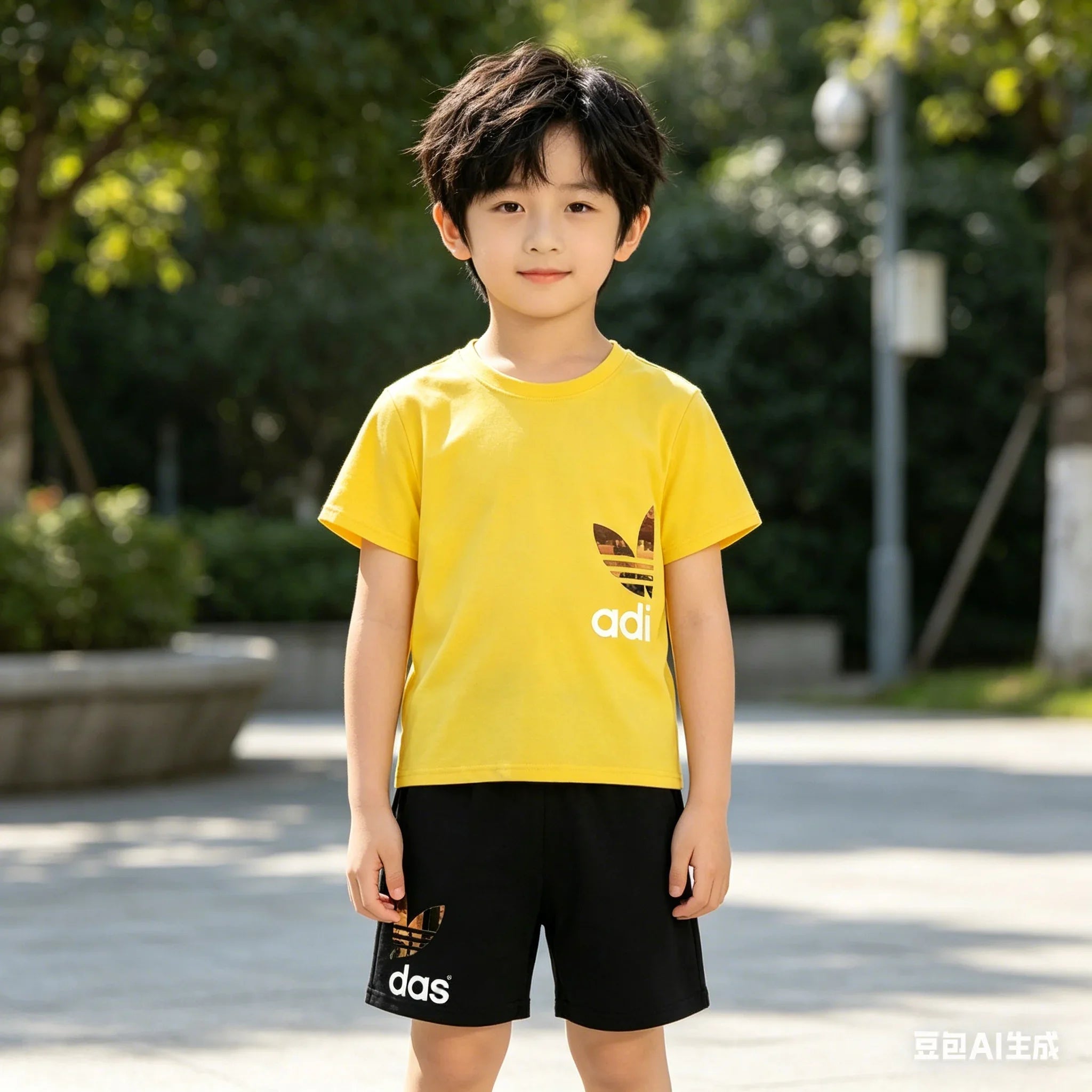 Summer 3-13Y Kids Fashion Creative Sports Outdoor Print Short Sleeve T-Shirt & Shorts Set - Stylish Children's 2-Piece Activewea