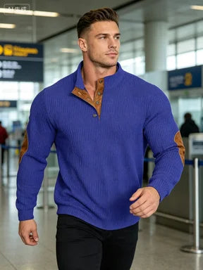 2026 New Spring Autumn Men's Jacquard Knit Sweatshirt, European Size Stand Collar Long Sleeve Loose Casual Outdoor Pullover