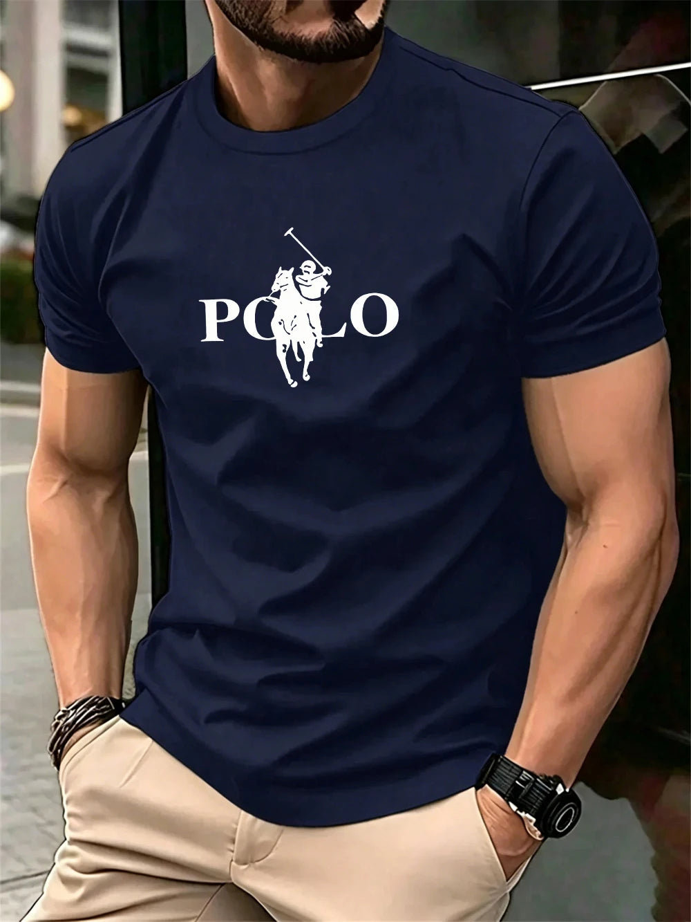 Men's Summer Simple and Fashionable Casual Business Short Sleeved T-shirt Round Neck Solid Color Sports Quick Drying Top
