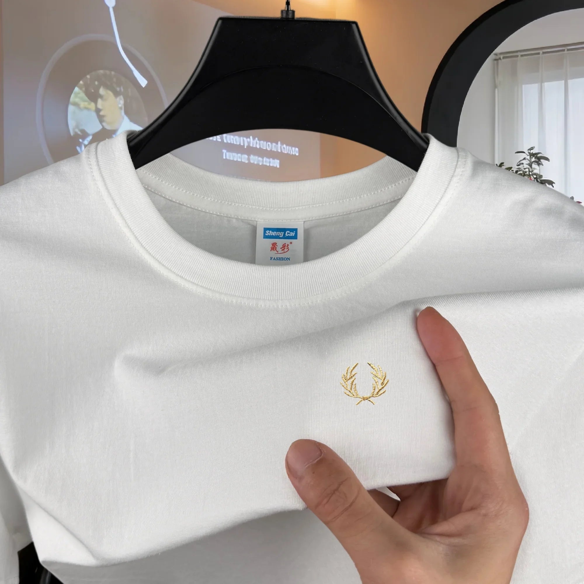 100% pure cotton high-end brand men's round neck short sleeved top summer fashion luxury wheat embroidery design casual T-shirt