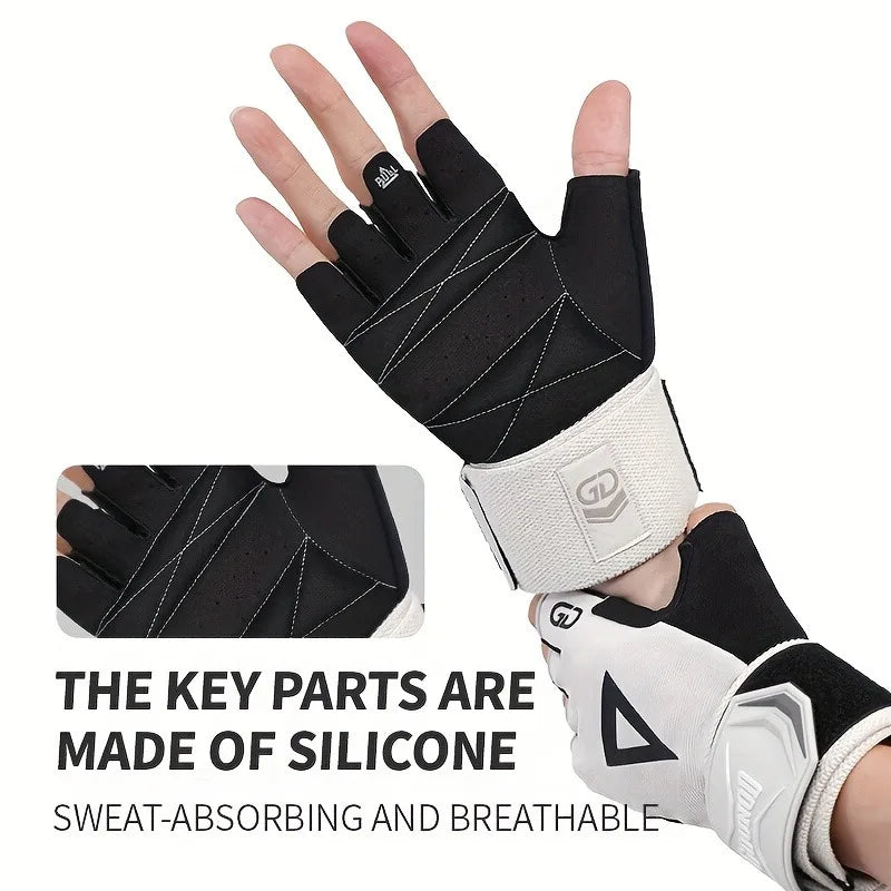 1 Pair Heavy-Duty Weight Lifting Gloves - Non-Slip Grip, Adjustable Buckle Closure, Ergonomic Design for Gym, Bodybuilding,