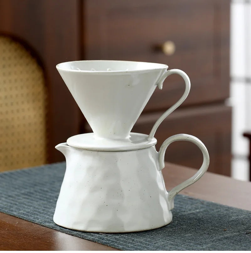Home Ceramic Hand Drip Coffee Pot Large Sharing Jug V60 Cone Coffee Filter Brewer