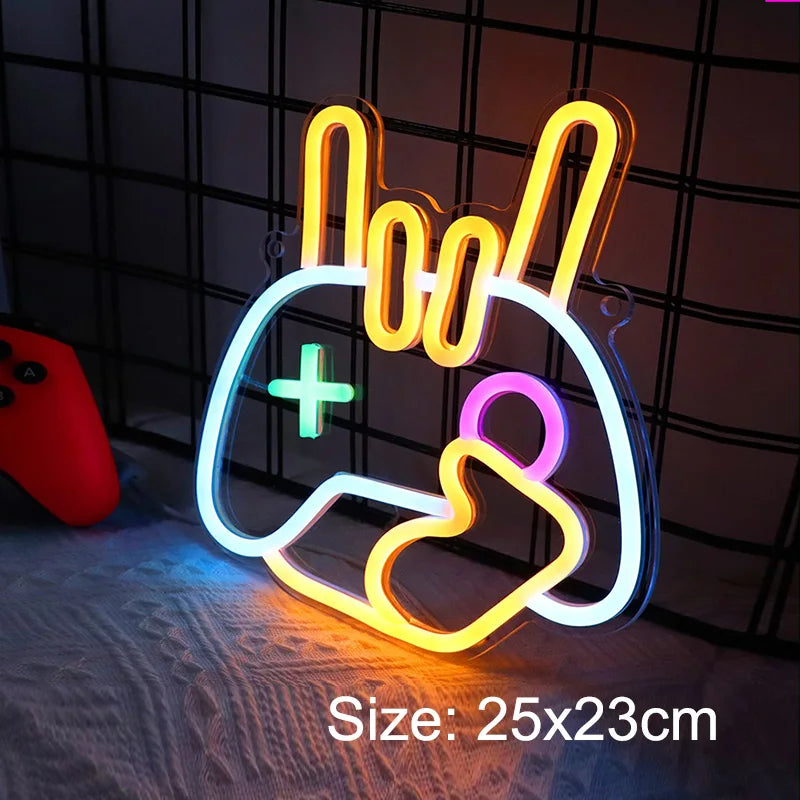 Game Neon Sign Light LED Gaming Zone Room Music Game Handle Nightlight Custom Business Logo Decor Bar Internet Cafe Shop Party