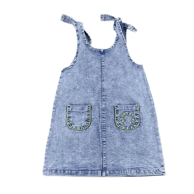 6m-12t 2024 New Summer Spring Denim Famliy Clothing Set Girls Suspender Dress Skirt Baby Sleeveless Romper Overall Boys Shirt