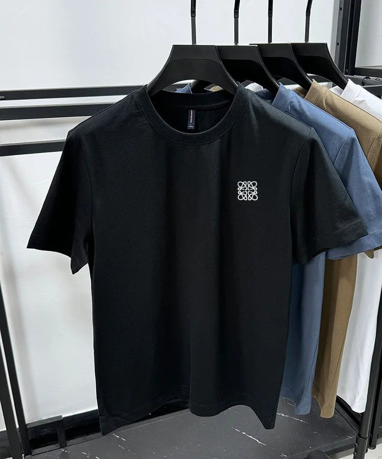 Luxury high-end standard embroidery 100% cotton men's summer casual fashion T-shirt brand fashionable high-quality short sleeved