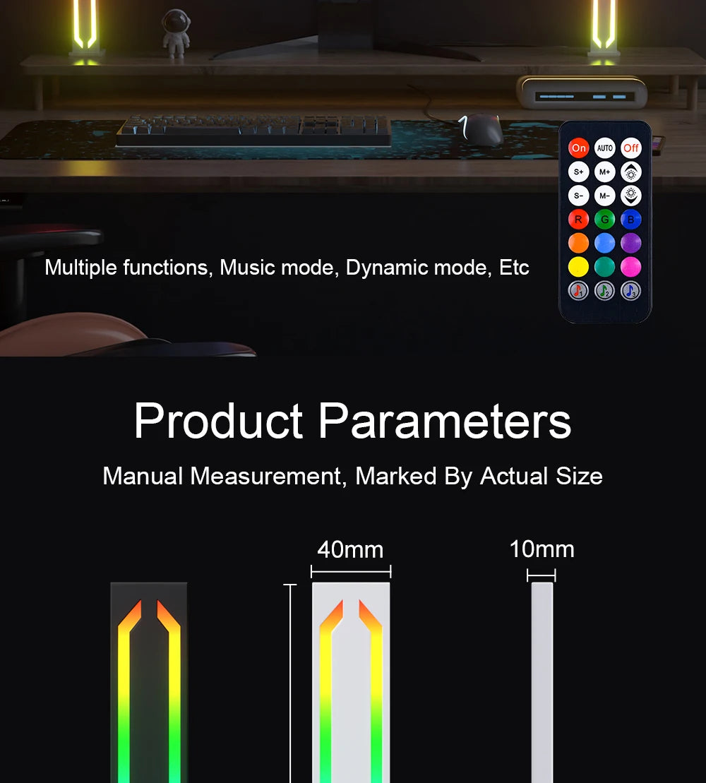 Smart Slim RGB Mood Light, Desktop Gaming Light, 16 Million Colors, 286 Scenes and 3 Synced Music Modes for Living Room