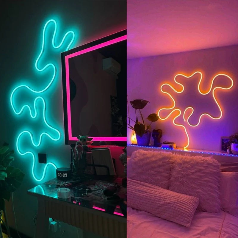 USB LED Neon Rope Lights, RGB Led Strip Lights with Remote, Color Changing Flexible Led Light Strip, Gaming 5V Neon Lights