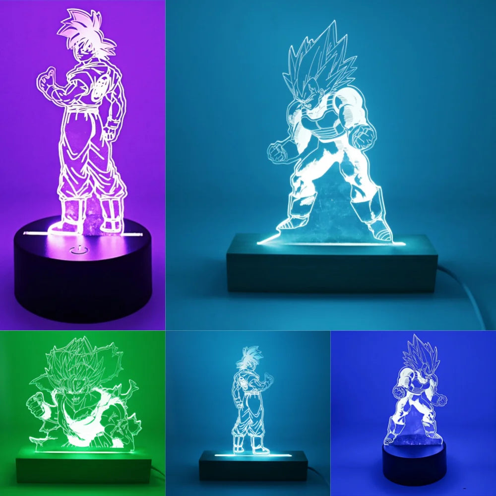 Gaming Room Lamp Anime Goku Night Light Luces Led Lights For Bedroom Home Decoration Usb Small Rgb Lighting Xmas Birthday Gifts