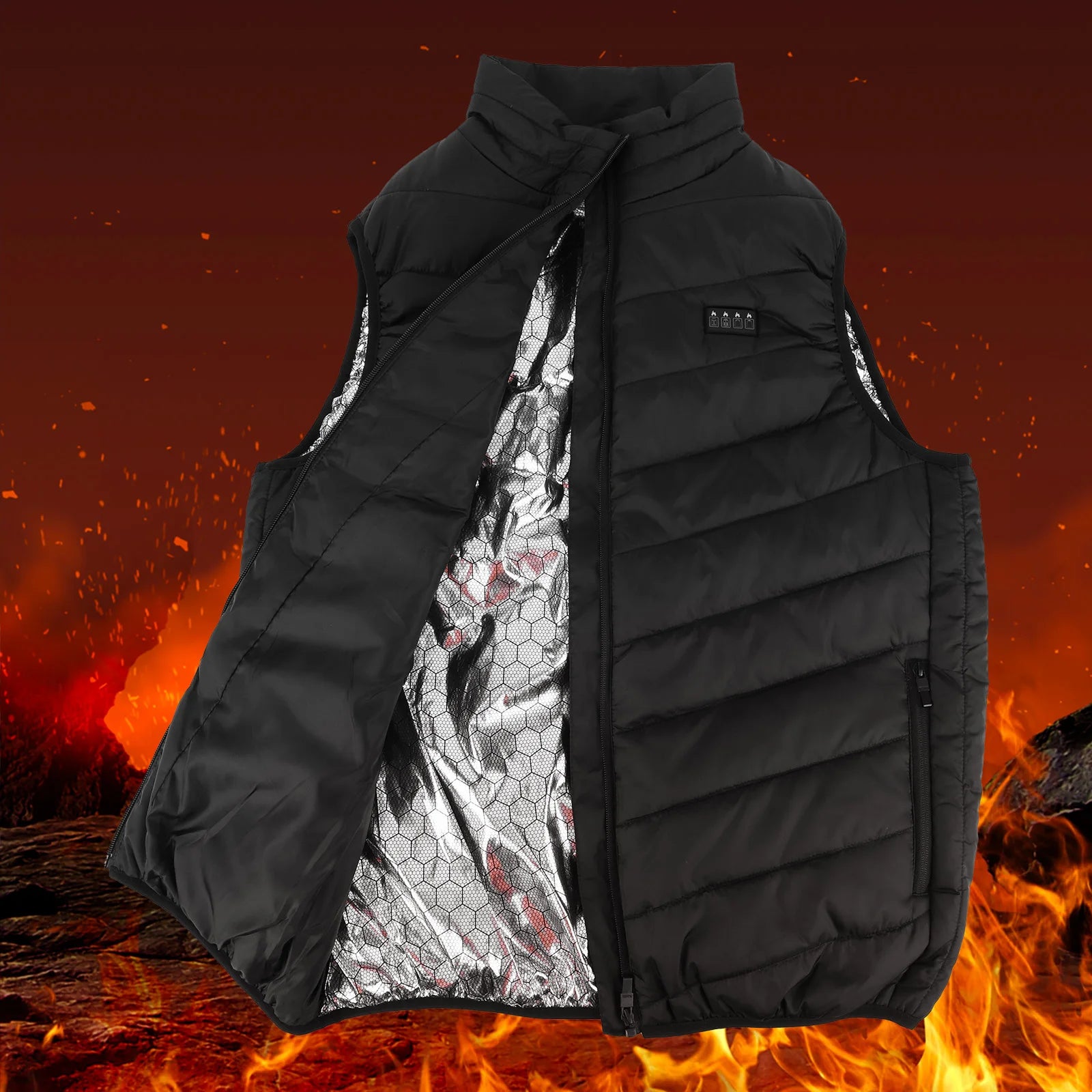 21 Area Heated Vest Thermal Warm Waistcoat Electric Heating Jacket (Black 5XL)