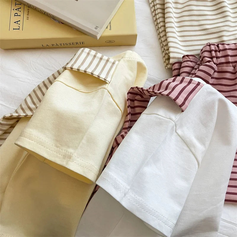 New Girls Summer Sets Children Casual Printed T-Shirt Suit Kids Short-Sleeve Top+Shorts Pcs Outfits Teenager Fashion Clothes