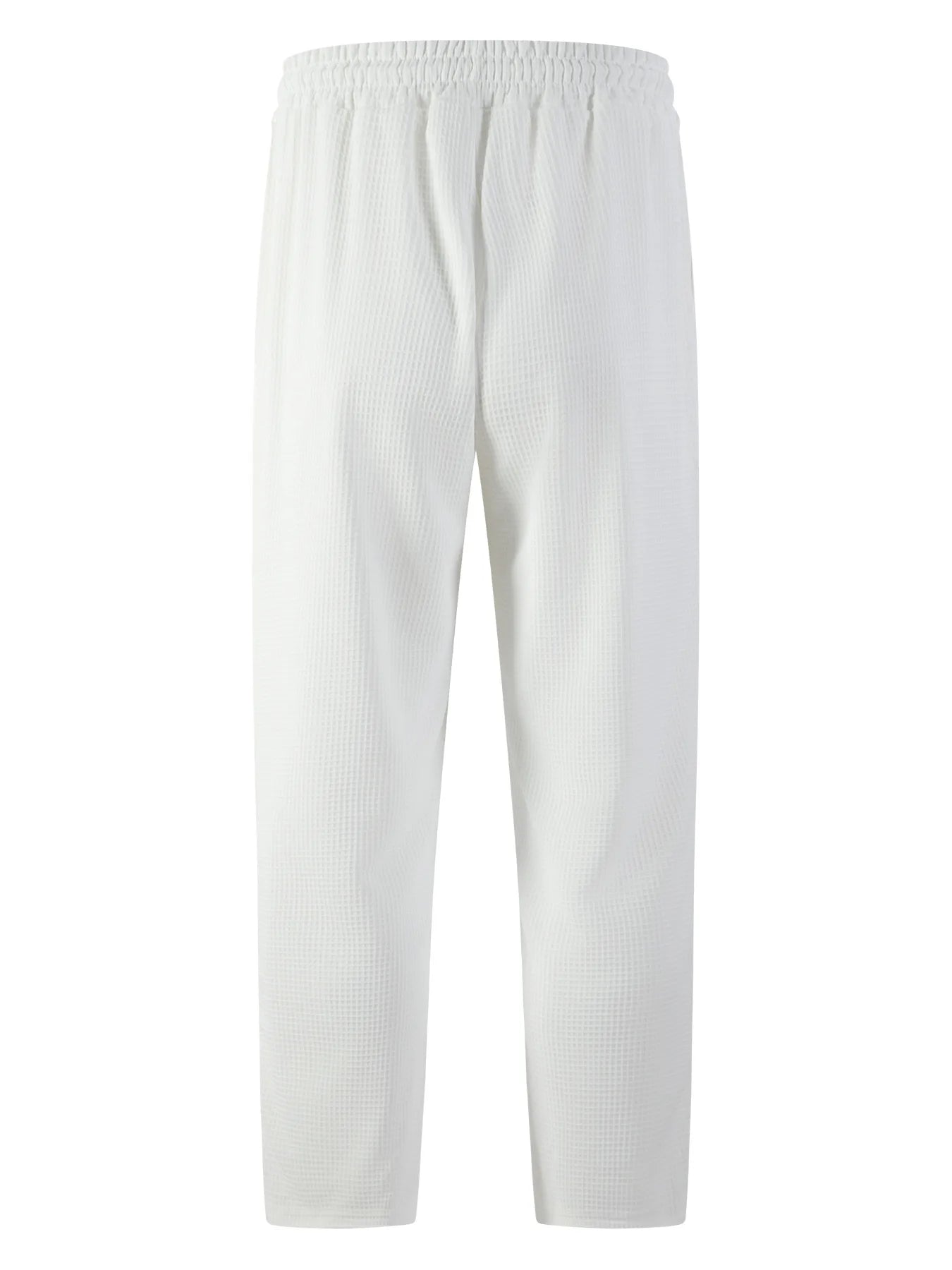Men's new wide-checkered drawstring casual pants - lightweight, breathable, solid color, comfortable straight-leg trousers