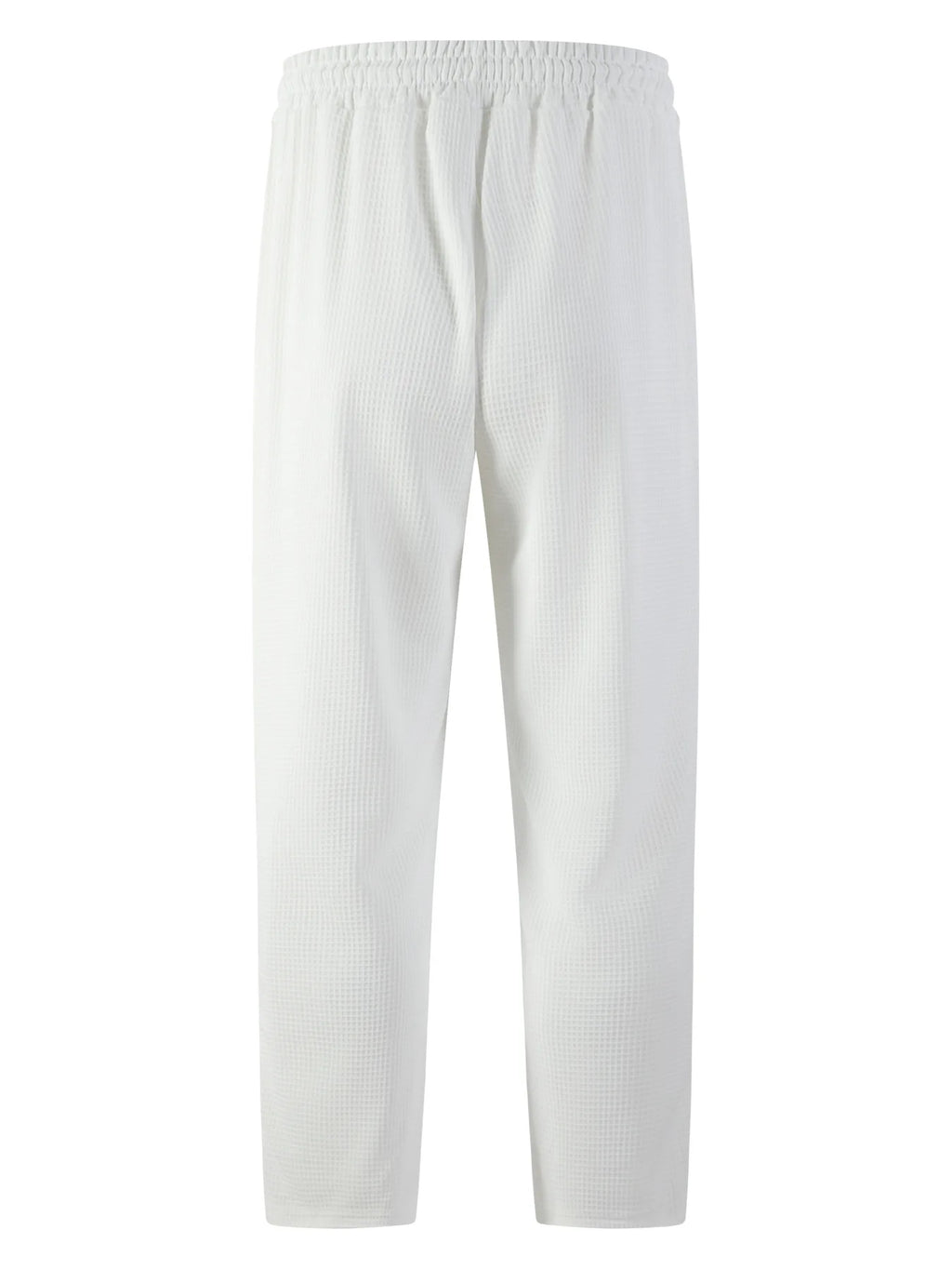 Men's new wide-checkered drawstring casual pants - lightweight, breathable, solid color, comfortable straight-leg trousers