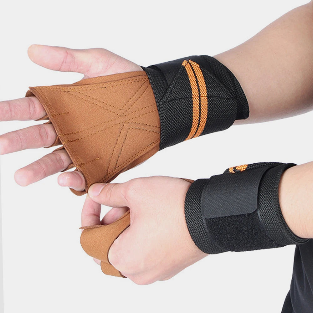 1 Pair Weight Lifting Training Gloves Fitness Sports Body Building Gymnastics Grips Gym Hand Palm Wrist Protector Gloves