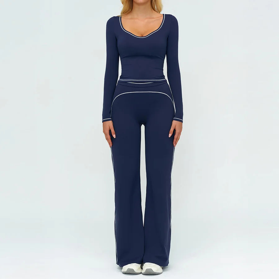 Yoga Set 2PCS Gym Clothes Sportswear Workout Outfits Women Long Sleeve Top Tracksuits Fitness Sports Bra Running Shorts Leggings