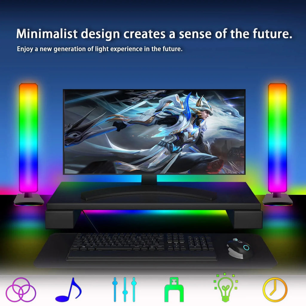 Smart RGB Esports Light Wifi Tuya Music Rhythm Sound Pickup Car Atmosphere Light Festival Gaming Room Desktop Decor Lamp