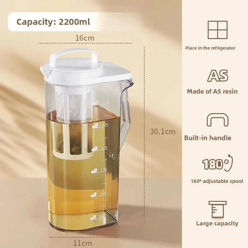 Large Capacity Plastic Cold Brew Coffee Pot For Iced Tea Steep Water Brewing Kitchen Equipment
