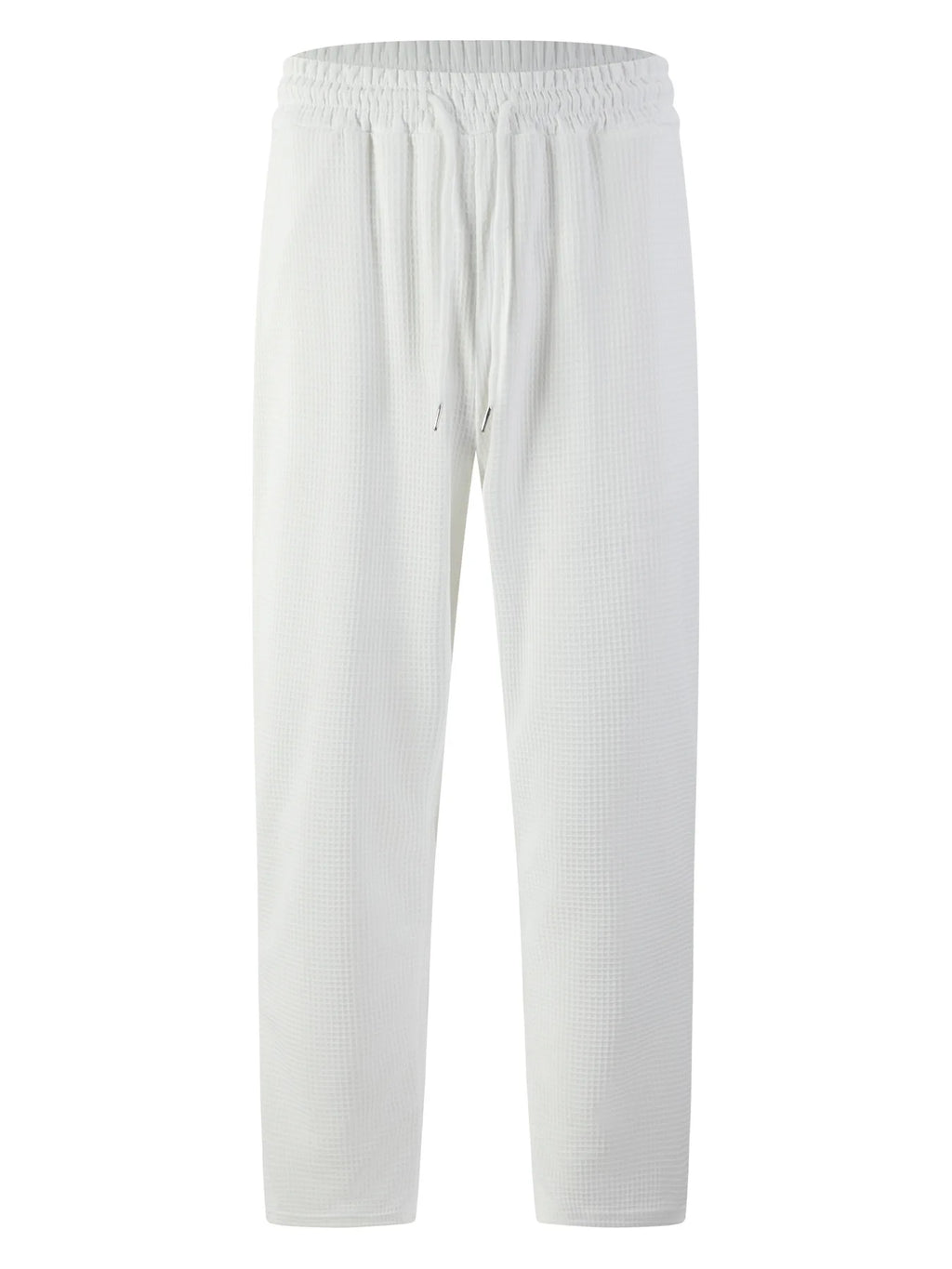 Men's new wide-checkered drawstring casual pants - lightweight, breathable, solid color, comfortable straight-leg trousers