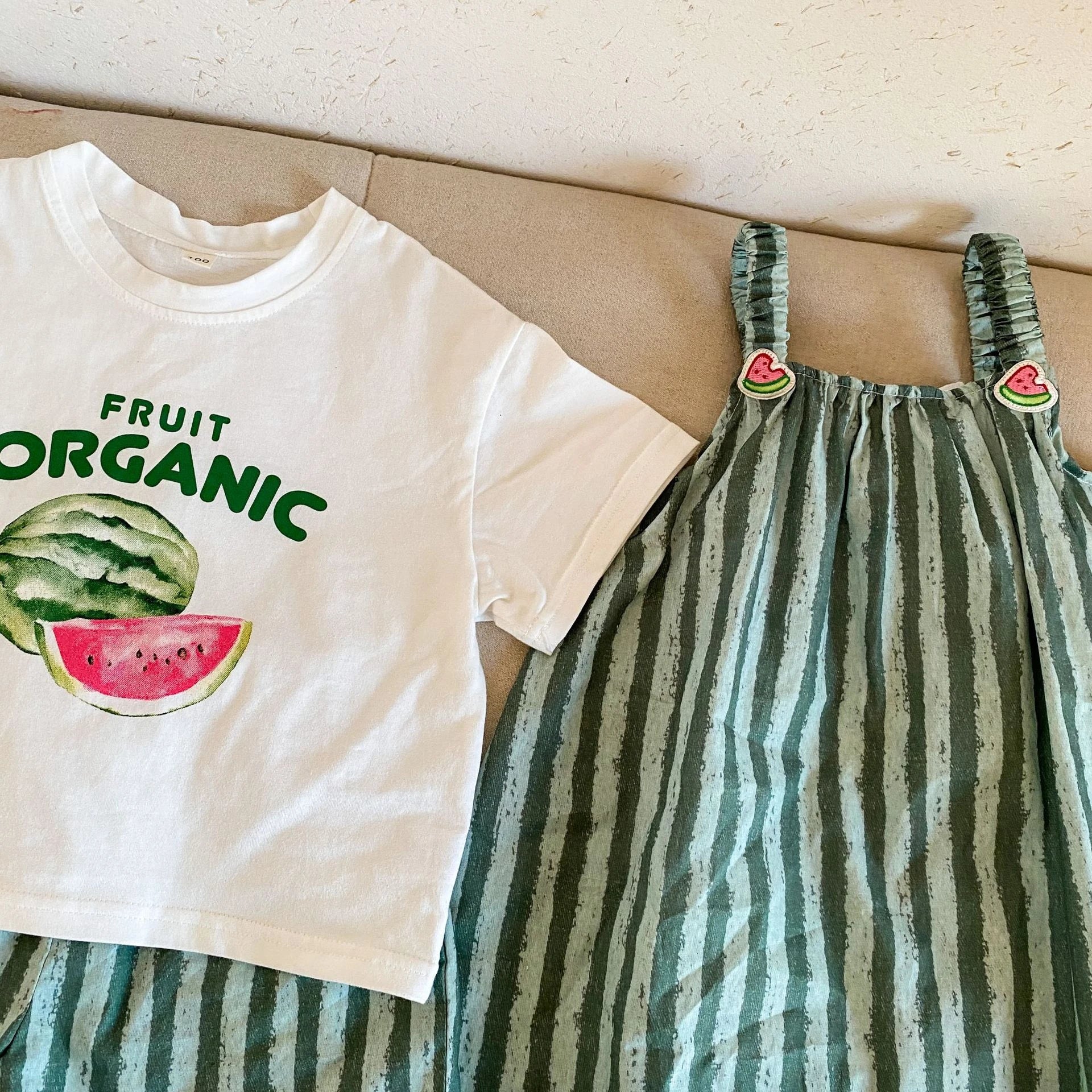 Children Clothes 2025 Summer New Cotton Stripe Baby Girl Suspender Dress Or Boy's Suit Brother And Sister Clothes