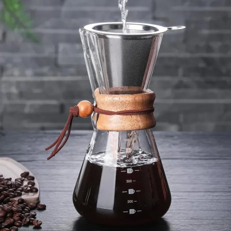 Hand Brewed Coffee Sharing Pot Filter Screen Glass Coffee Filter Cup Coffee Pot Set Drip Small Household Glass Pot 400-800ml
