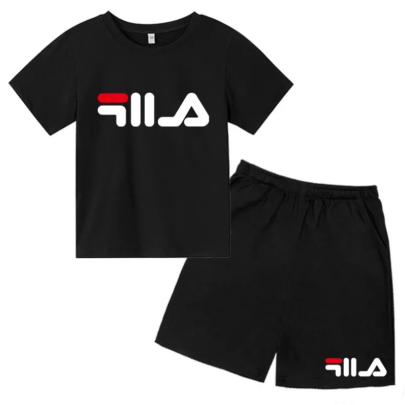 Children's Clothing T-shirt Set Fashion Printing Sports Leisure Summer Wear 3-12 Year Old Toddler Size Boys and Girls Gift