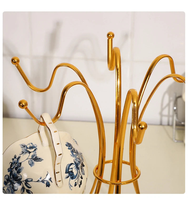Home Desktop Flat Six Cup Iron Frame, Kitchen Inverted Water Cup Storage Rack, Restaurant Coffee Cup Storage And Drainage Rack