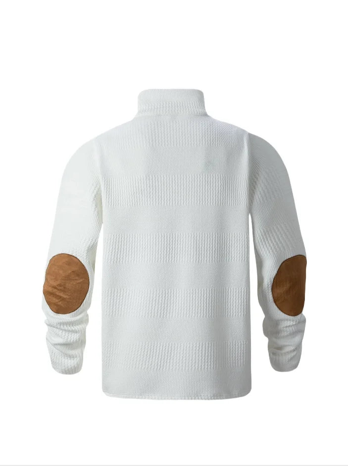 2026 New Spring Autumn Men's Jacquard Knit Sweatshirt, European Size Stand Collar Long Sleeve Loose Casual Outdoor Pullover