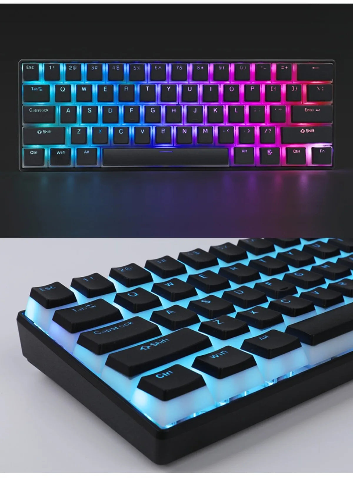 Pudding Keycaps, PBT Shine Through Keycaps 130 Keys Set OEM Profile, for 100%, 75%, 65%, 60% Keyboard for Mechanical Keyboard
