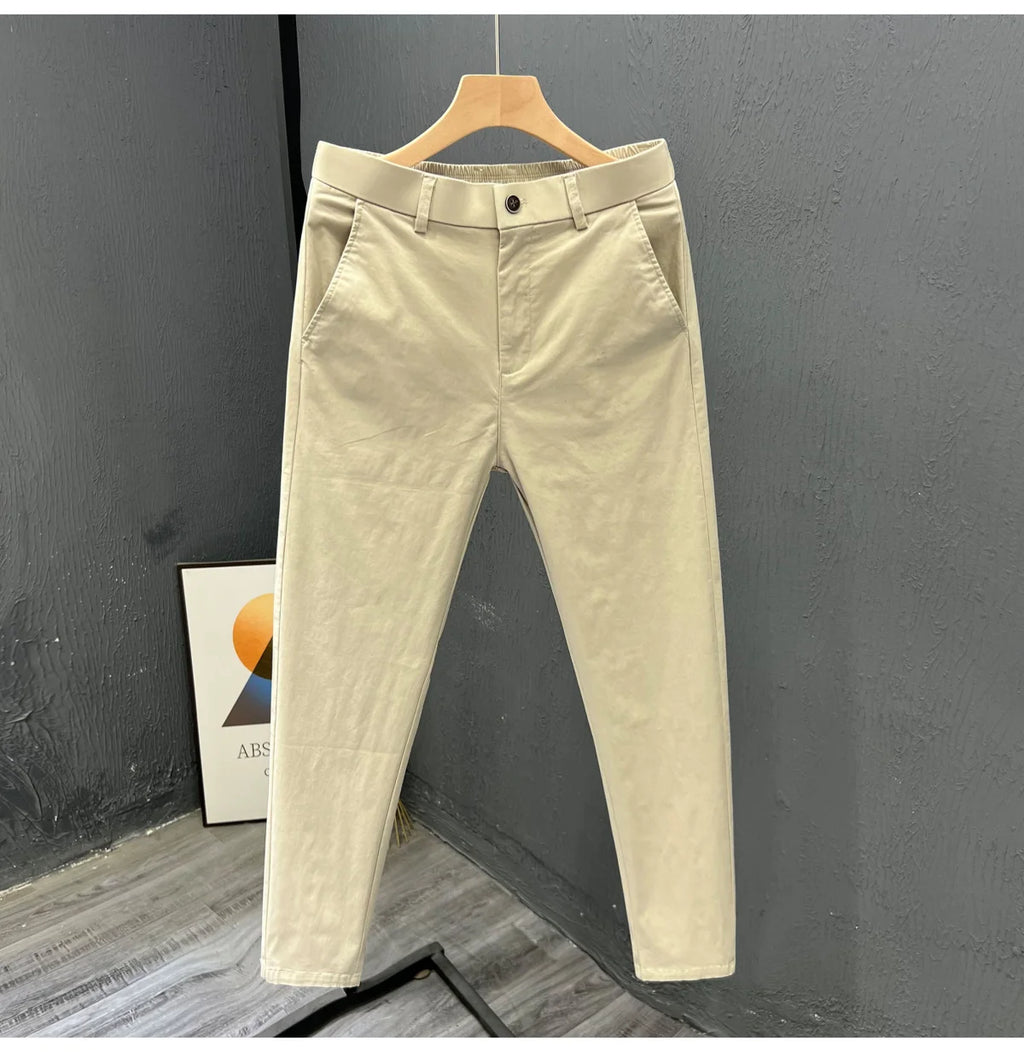 Men's Summer Thin Pants 2025 New Straight Simple and Versatile White Casual Man Clothing Trendy Slim-fitting Cotton Cargo Pants
