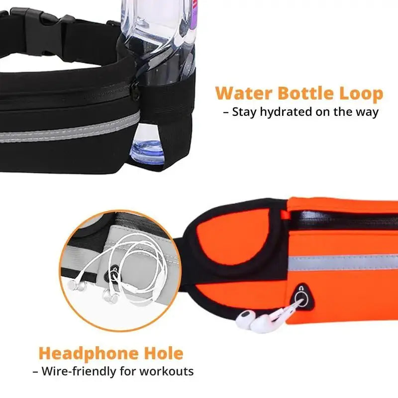 Unisex adjustable sports waist bag for men and women, suitable for running and hiking, waterproof waist bag, mobile wallet, key