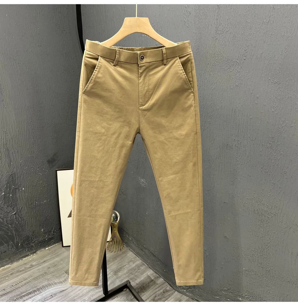Men's Summer Thin Pants 2025 New Straight Simple and Versatile White Casual Man Clothing Trendy Slim-fitting Cotton Cargo Pants