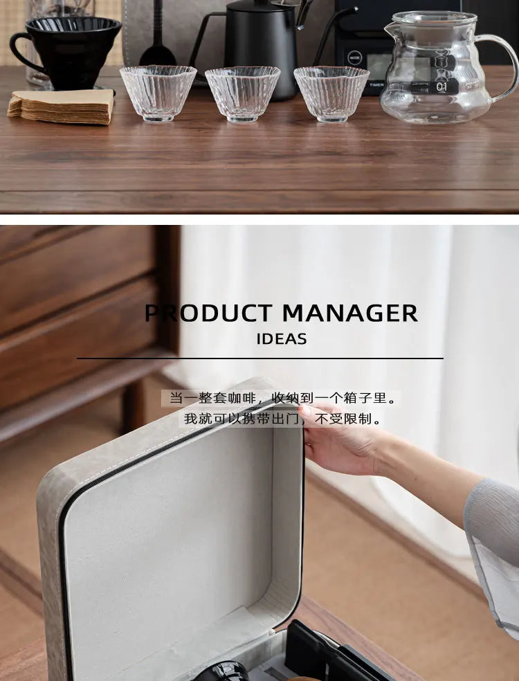 New V60 Travel Hand Brew Coffee Electric Bean Grinder Gift Box Set Stainless Steel Coffee Suitable for Pot Household Storage