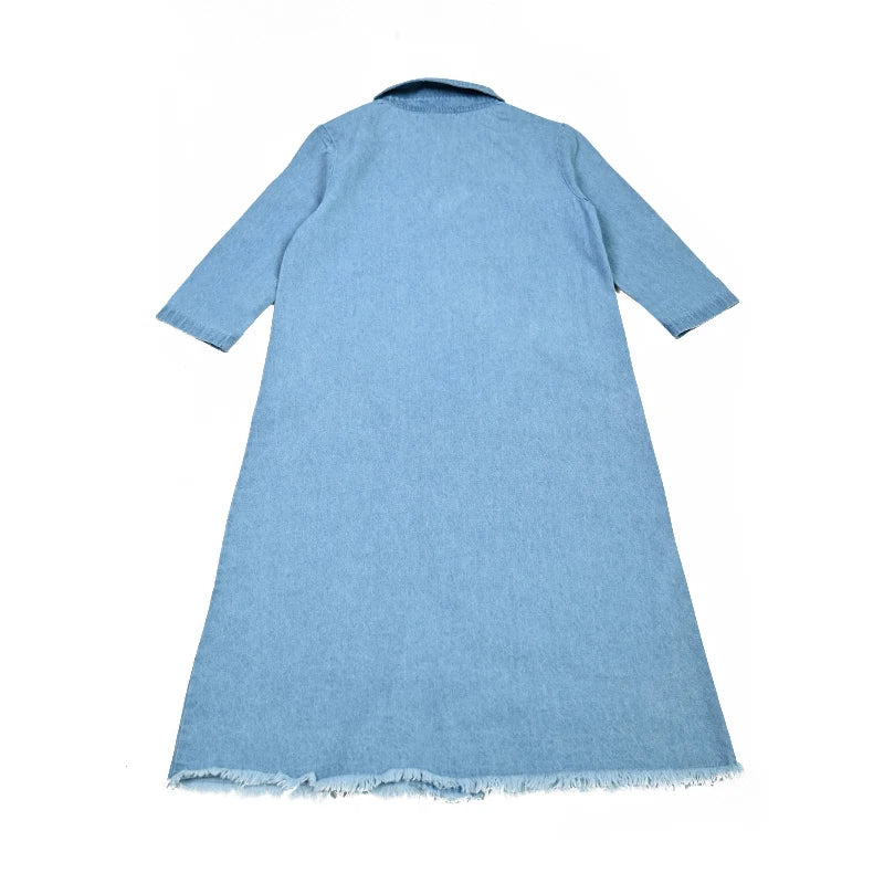 Summer kids clothes denim blue boy and girl dress t-shirt top set baby romper skirt colorful embroidery stripes children outfit