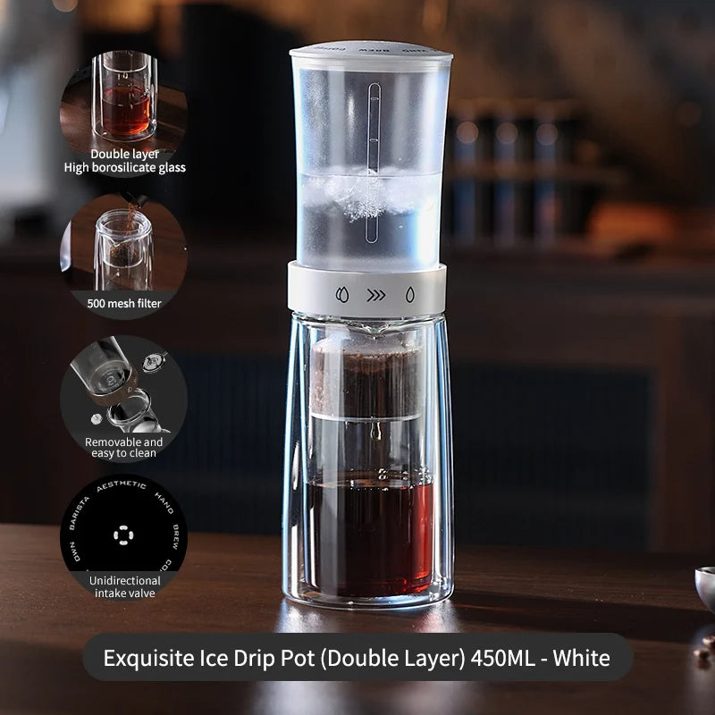 Bincoo Cold Brew Extraction Pot Double-layer Glass Ice Drip Pot Drip Coffee Maker Extraction Ice Sharing Cup 450ML